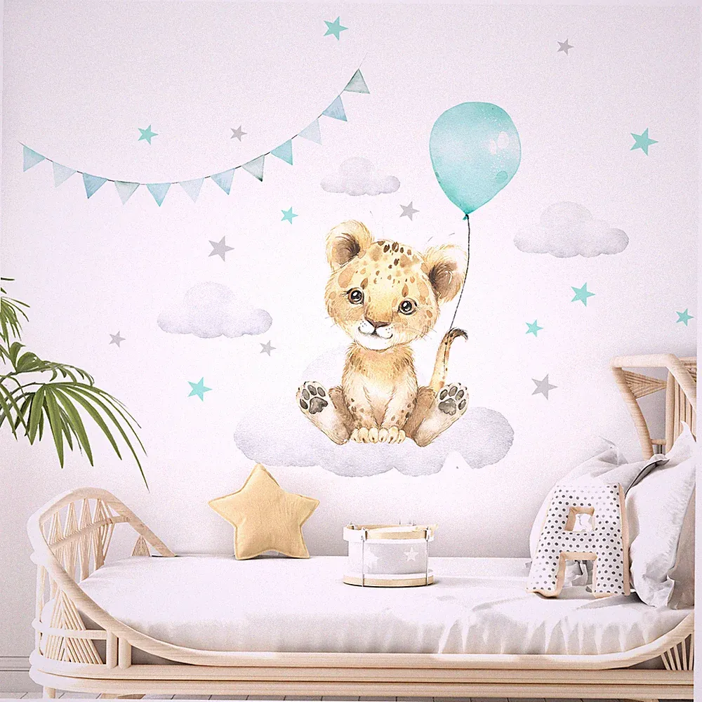 Wandtattoo Kinderzimmer Mädchen Junge Deko Wandsticker Baby Tiere Ballon DL685