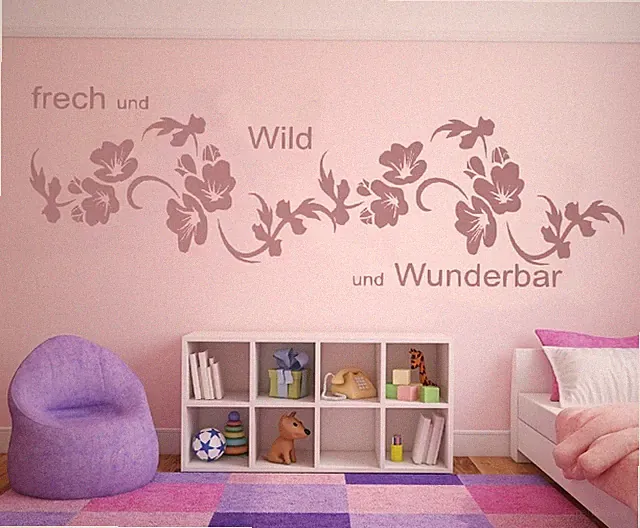 Wandtattoo Kinderzimmer Sei Frech und Wild Wunderbar Mädchen Baby Sticker pk52