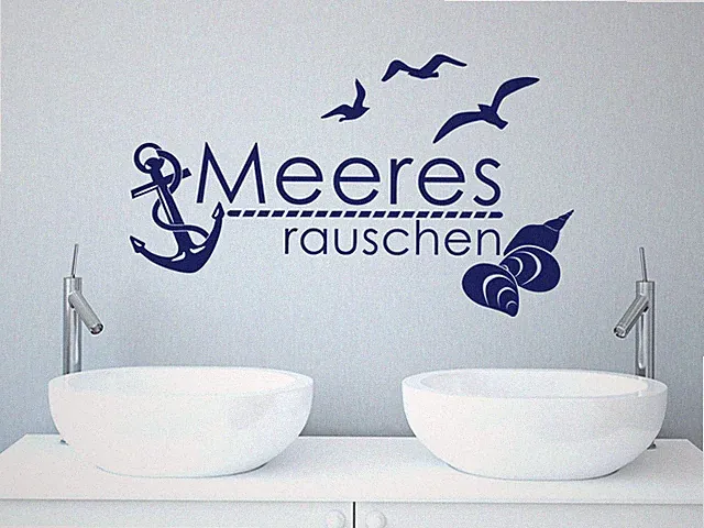 Wandtattoo Meeresrauschen Badezimmer Tür Aufkleber maritime Deko Anker Muscheln