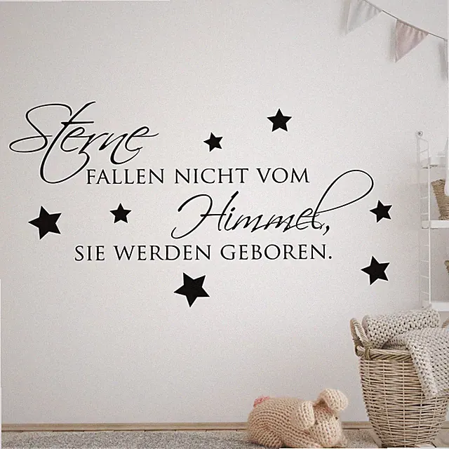 Wandtattoo Spruch Babyzimmer Kinderzimmer Sterne fallen nicht Wandaufkleber Deko