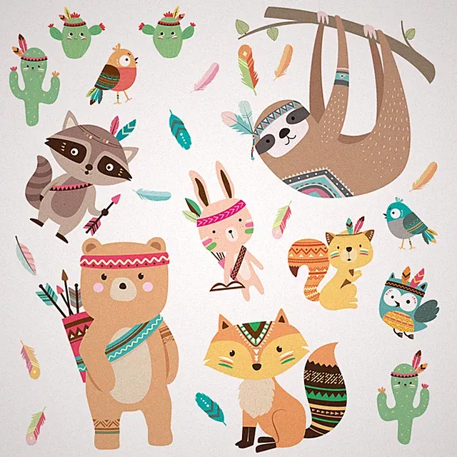 Wandtattoo Sticker Kinderzimmer Junge Deko Tiere Wandbild Baby Aufkleber DL363