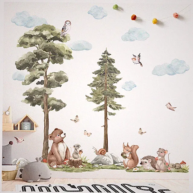 Wandtattoo Waldtiere für Kinderzimmer Wandsticker Babyzimmer Wandaufkleber DL858