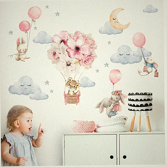 Wandtattoo Wandsticker Kinderzimmer Mädchen Safari Löwe Hase Wanddeko Baby DL696