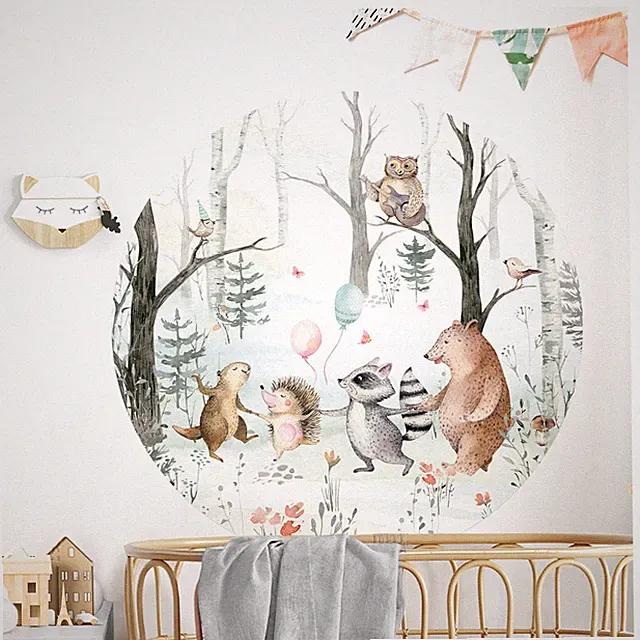 Wandtattoo Wandsticker Kinderzimmer Tiere Wandbild Wald Wanddeko Baby DL635