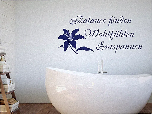 Wandtattoo Wellness mit Blume Badezimmer Aufkleber Tür Fliesen Deko Sprüche WC