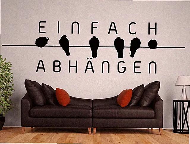 Wandtattoo Wohnzimmer spruch Teenager jugendzimmer Vögel einfach abhängen a185