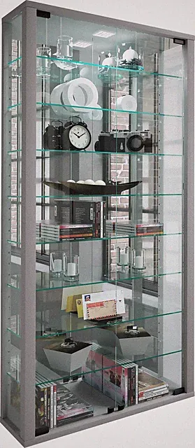 Wandvitrine Glasvitrine Vitrosa Spiegel H. 115 x B. 59 x T. 18 cm - VCM
