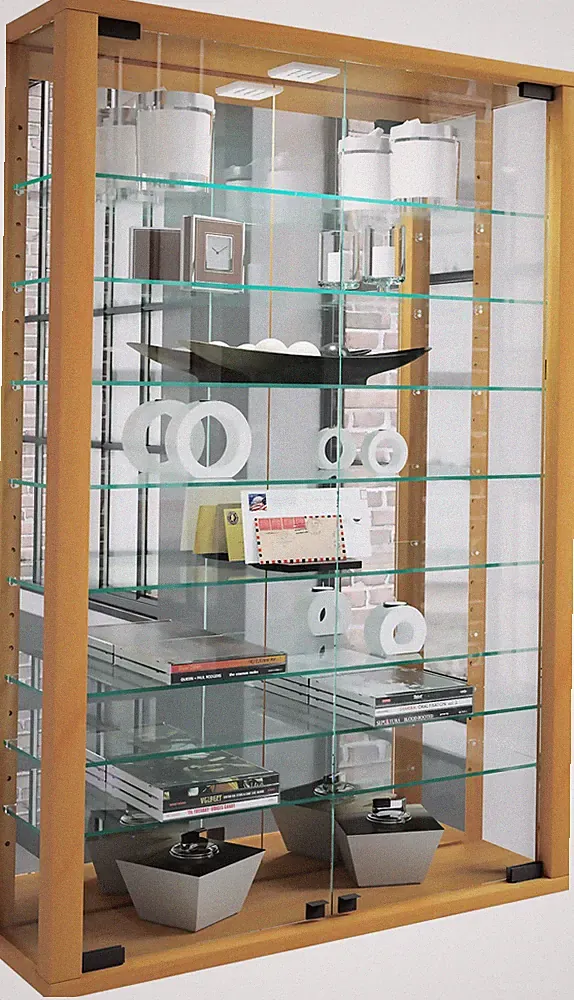 Wandvitrine Glasvitrine Vitrosa Spiegel H. 91 x B. 59 x T. 18 cm - VCM