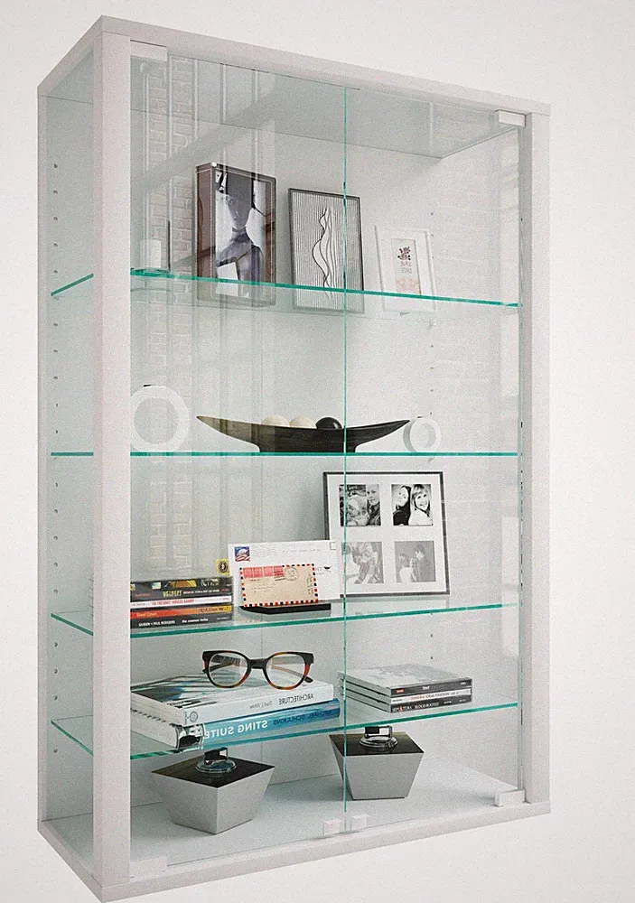 Wandvitrine Hängevitrine Glas Udina L H. 91 x B. 60 x T. 25 cm - VCM