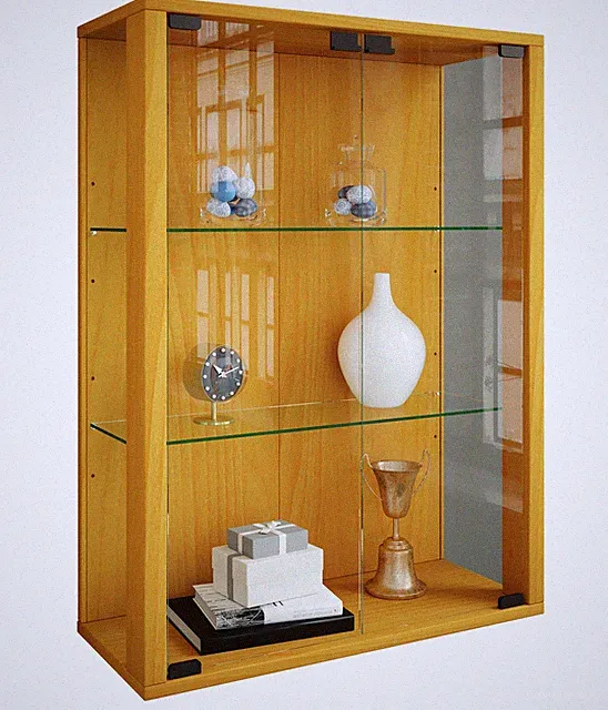 Wandvitrine Hängevitrine Glas Udina M H. 80 x B. 60 x T. 25 cm - VCM