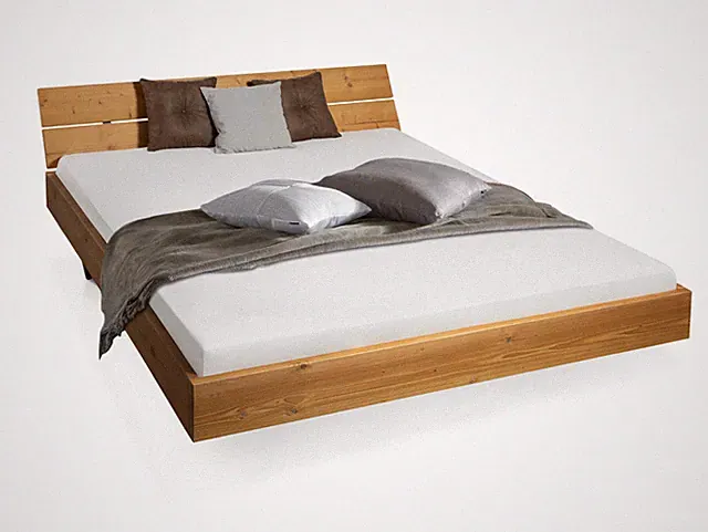 Wangenbett Schwebebett Massivholzbett Doppelbett 180x200 cm CURBY THERMO-Fichte
