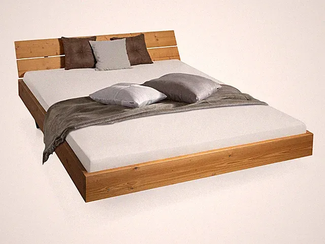 Wangenbett Schwebebett Massivholzbett Singlebett 120x200 cm CURBY THERMO-Fichte