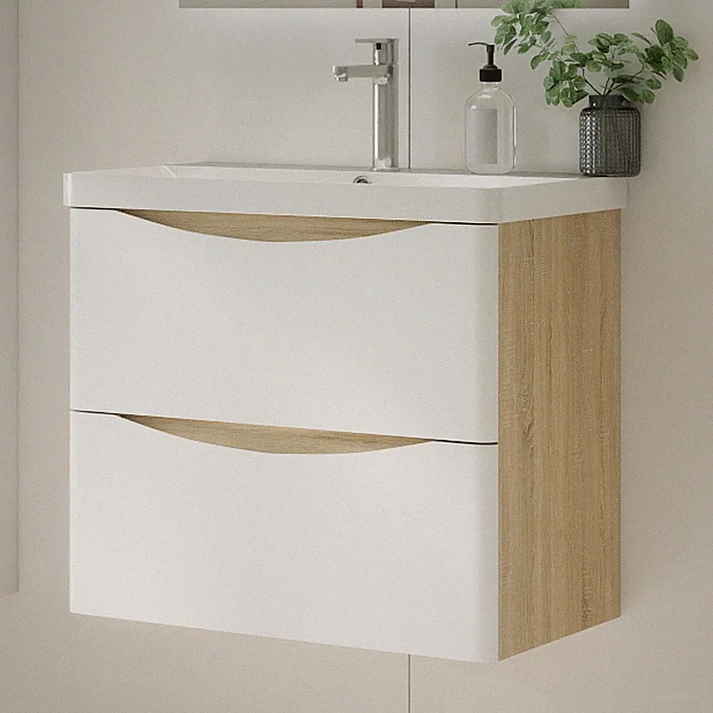 Waschbecken 60 cm mit Unterschrank Waschtisch Badmöbel Set weiß Badezimmer Möbel