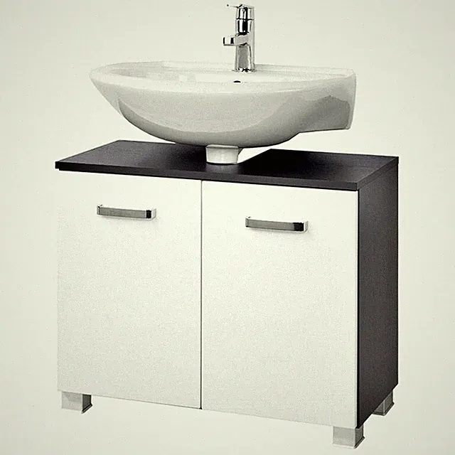 Waschbeckenschrank 2-trg Waschtisch-Schrank 60cm weiß graphit Badezimmerschrank