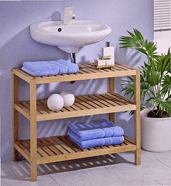 Waschbeckenunterschrank Waschbeckenregal Badezimmerregal, aus Walnussholz