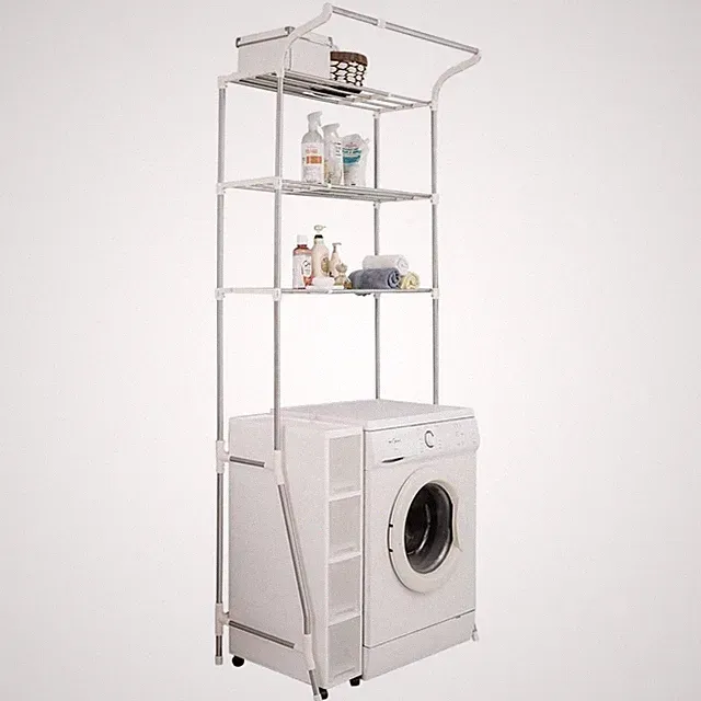 Waschmaschinenregal Metall 58-95x49x210cm Bad WC Organizer verstellbar
