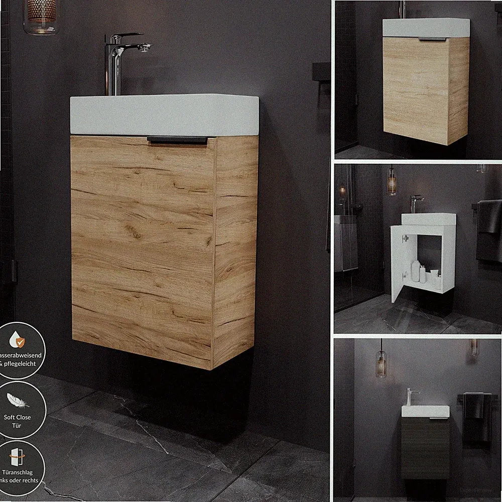 Waschtisch mit Unterschrank 40 cm Waschbeckenunterschrank Gäste WC Bad, hängend