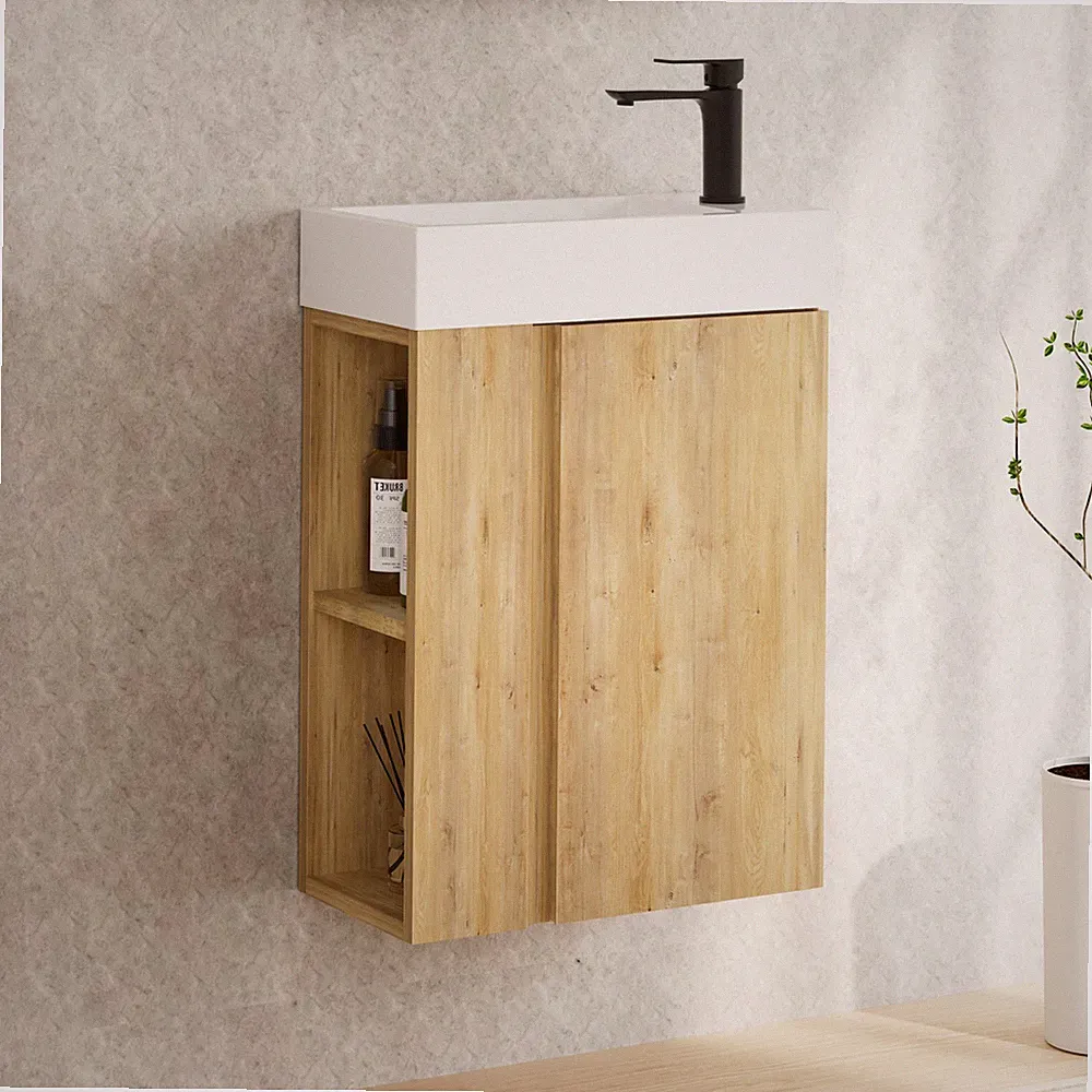 Waschtisch mit Unterschrank 50cm Mineralguss Waschbecken Badmöbel 4 Farben