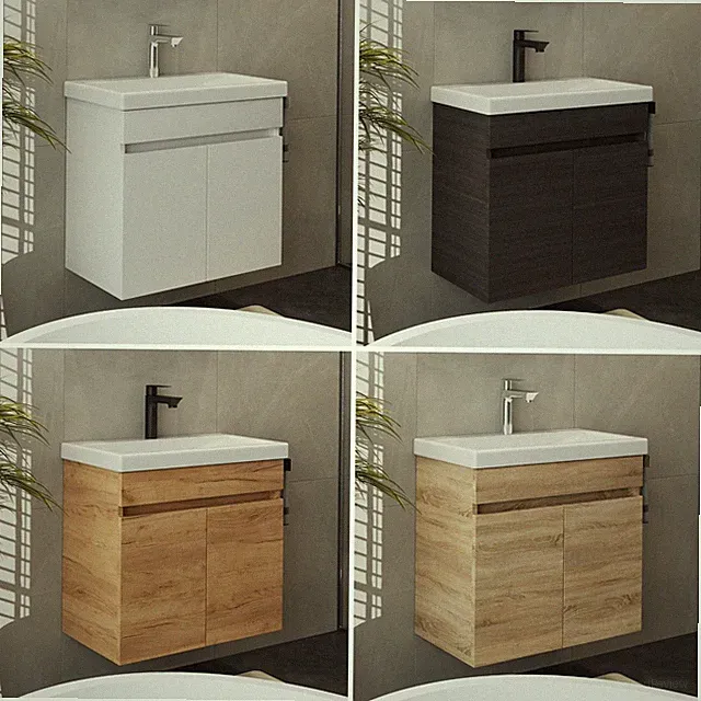 Waschtisch mit Unterschrank 60 cm Waschbeckenunterschrank Gäste WC Bad, hängend
