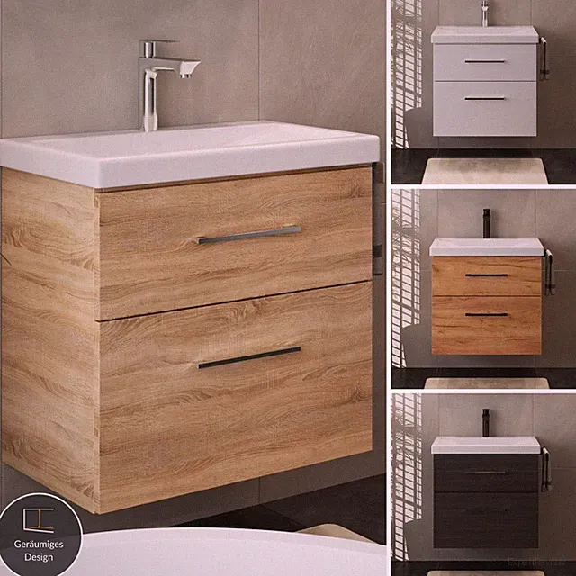 Waschtisch mit Unterschrank 63 cm Waschbeckenunterschrank Gäste WC Bad, hängend