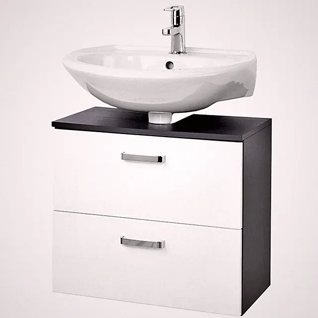 Waschtisch-Schrank 60cm Waschbeckenschrank in weiß graphit Badezimmer Badschrank
