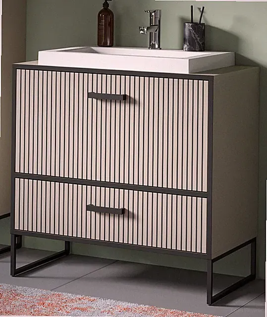 Waschtisch Set Waschbeckenunterschrank Waschbecken Breite 80 cm Soft-Close Scana