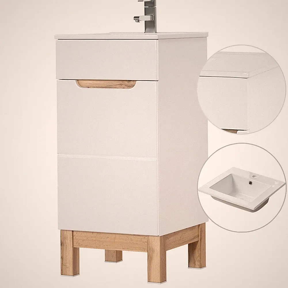 Waschtisch Unterschrank 42cm Keramik Waschbecken Hochglanz Badmöbel Badezimmer