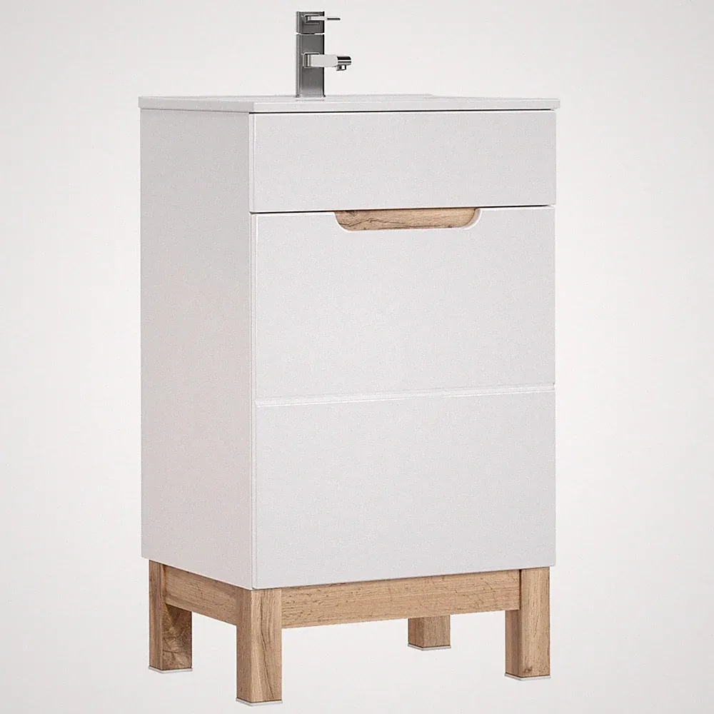 Waschtisch Unterschrank 52 cm Keramik Waschbecken Hochglanz Badmöbel Badezimmer