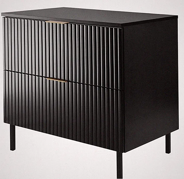 Waschtischunterschrank Badschrank 80 cm mit Arbeitsplatte Schwarz und Beinen