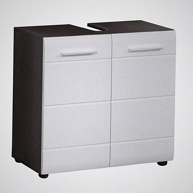 Waschtischunterschrank trendteam Skin, weiß-silber, 60 x 57 x 31 cm