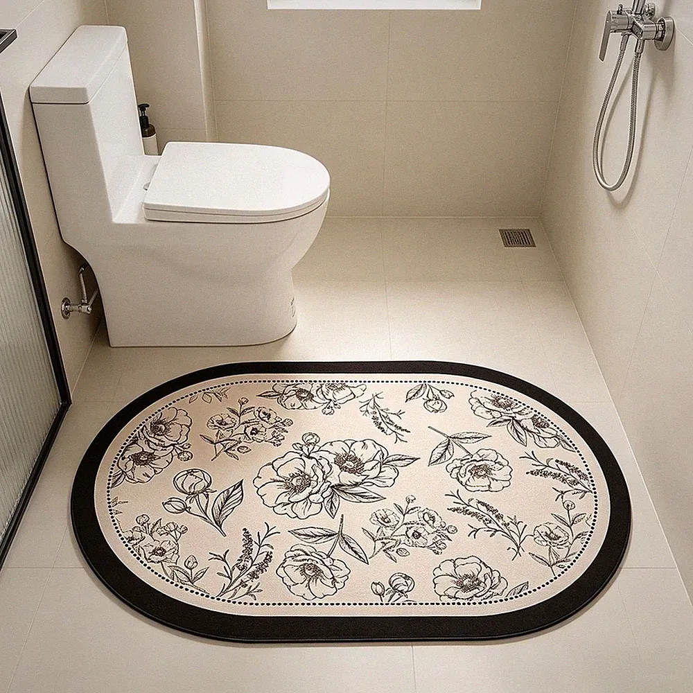 Wasserabsorbierende Fu?matte 40x60cm Badezimmer rutschfest schnelltrocknend Kie