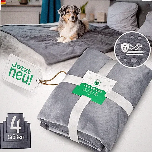 Wasserdichte Hundedecke - 127x152cm XL Grau - Flauschige Couchdecke, Vielseitig