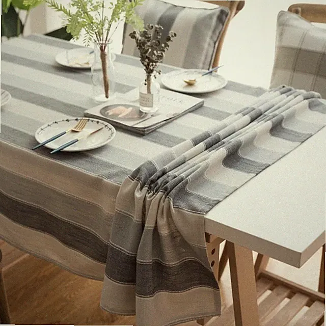 Wasserdichte Polyester rechteckige Streifen Tischdecke Handtuch, 60x60cm grau