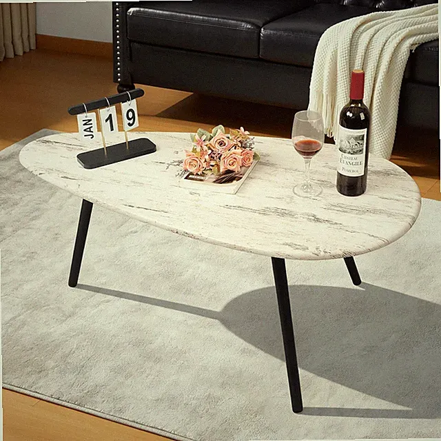 WDSHIYI großer ovaler Couchtisch Espresso Holz Mitte 108 x 56 x 40 cm, elfenbein