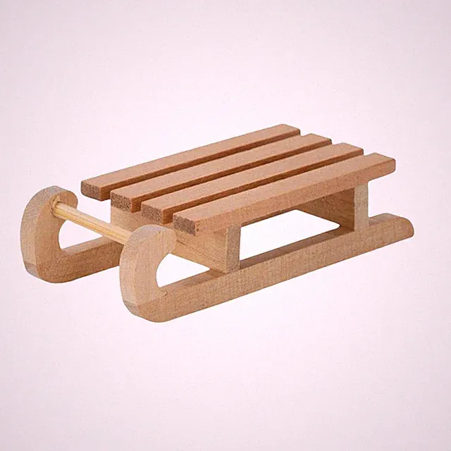 Weihnachten Puppenhaus Dekoration Holzschlitten Miniaturen Möbelzubehör
