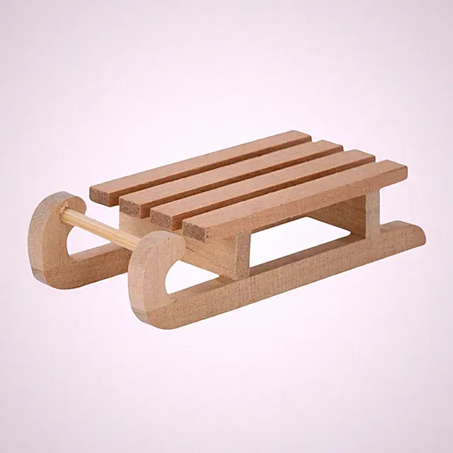Weihnachtspuppenhausdekoration Holzschlitten Miniaturen Möbelzubehör