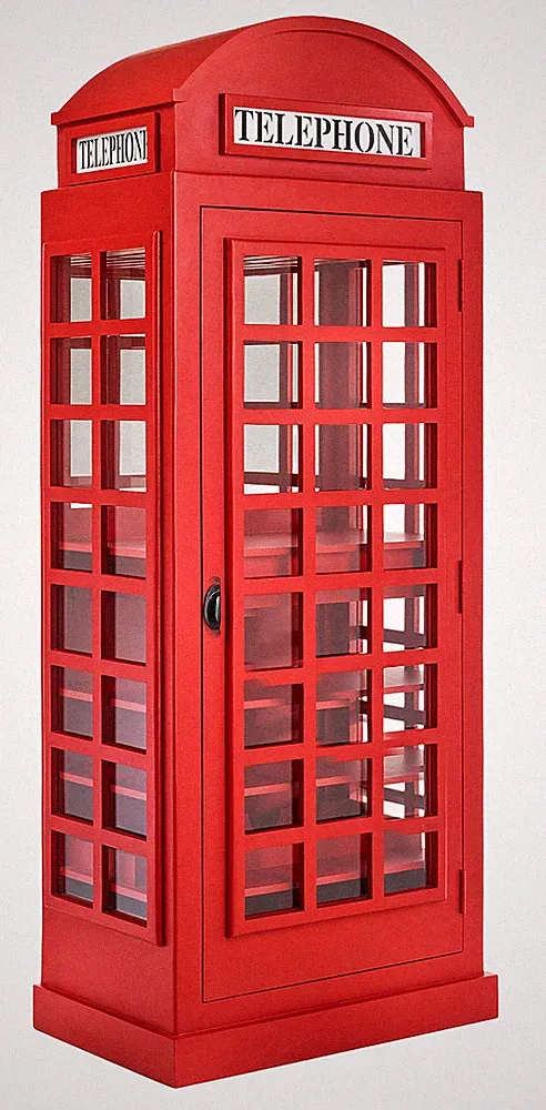 Weinregal Weinschrank Vitrine CALL Glasschrank VintagelookTelefonzelle aus Holz