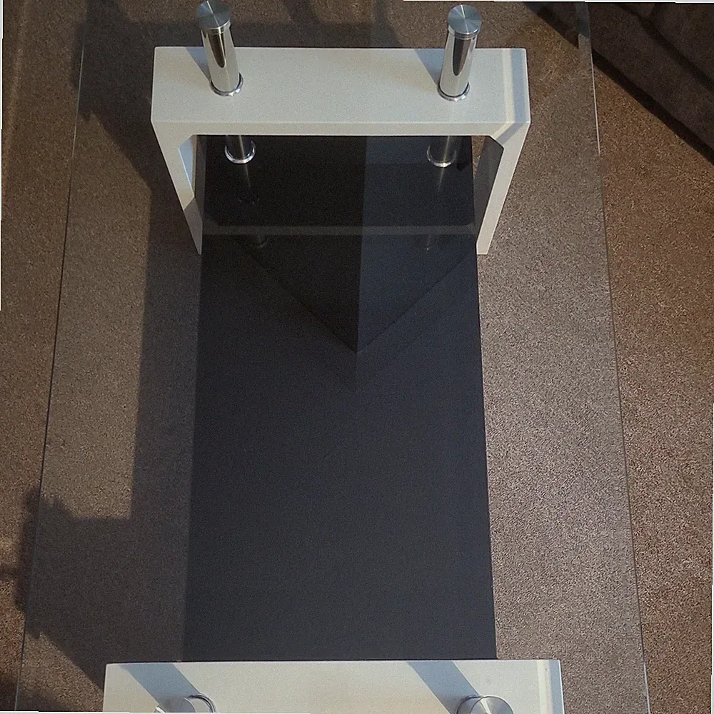 Weiß Glas Couchtisch MDF Regal Lagerung Wohnzimmer Rechteckig Modern
