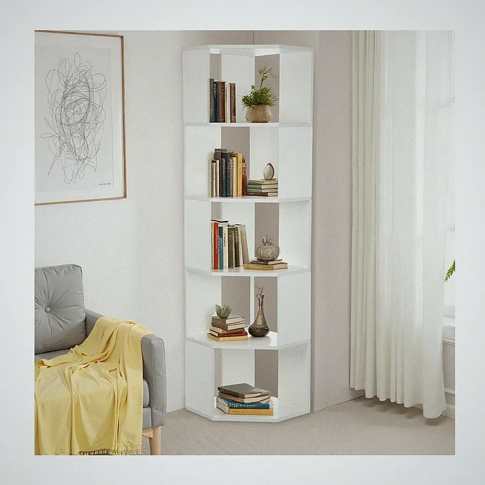 Weiß Standregal Eckregal in Weiß Standregal 159CM Eckregal Bücherregal