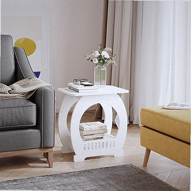 Weiße Beistelltisch 44x30x46cm für Schlaf- & Wohnzimmer