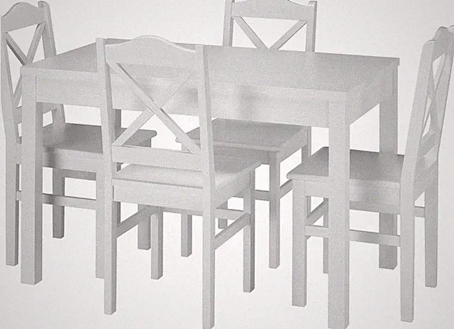 Weiße Essgruppe Shabby-Stil Küchentisch Stühle Massivholz Holzgruppe Möbel
