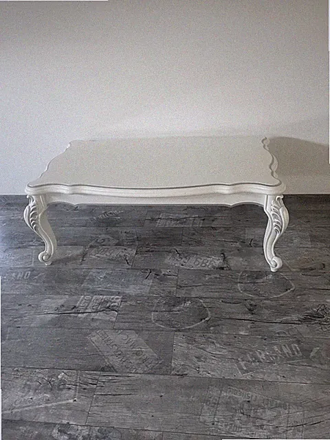 Weißer Barock Couchtisch rechteckig Holz bemalt 115x70x50 cm
