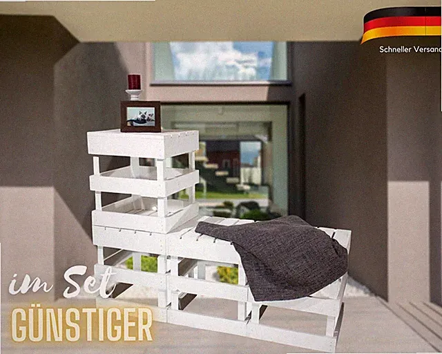 Weißer Hocker aus Holz Shabby Chic Stuhl Obstkisten Weinkisten Sitz Stuhl Holz