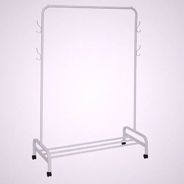 Weißer Kleiderständer GAR mit Rädern, 118 x 45,5 x 160 cm