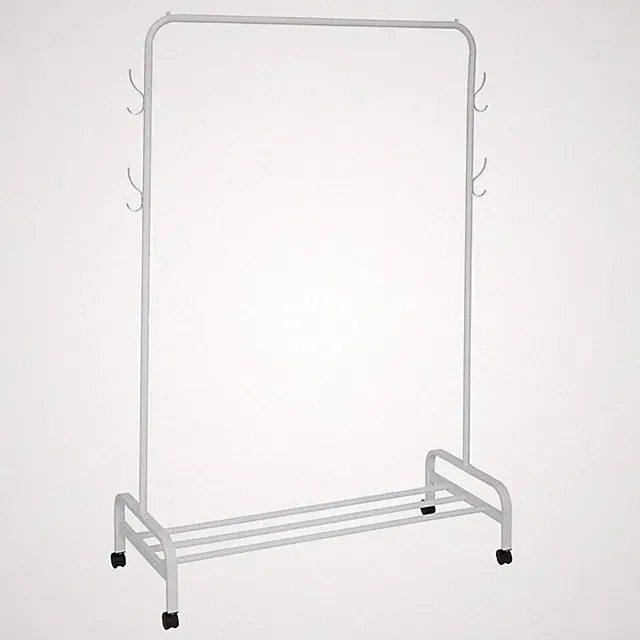 Weißer Kleiderständer GAR mit Rädern, 118 x 45,5 x 160 cm