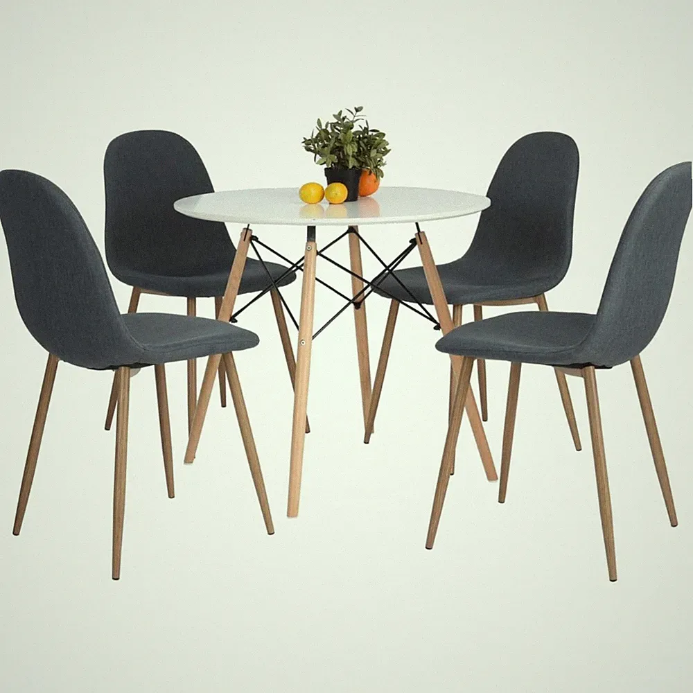 Weißer Runder Couchtisch mit Haarnadelbeinen 80x80x75 cm Moderner Beistelltis...