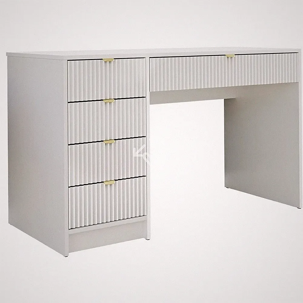 Weißer Schreibtisch 120x55x76 cm mit 5 Schubladen, freistehend Heimbüro