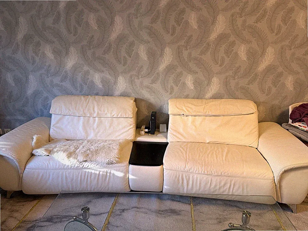 Weißes Leder Sofa 2-Sitzer einfarbig 200x90x65 cm, mehrteilig