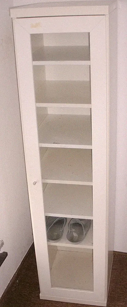 weißes Regal, Ikea Vitrine, Schuhschrank m. Tür 158 x 37 x 40 cm