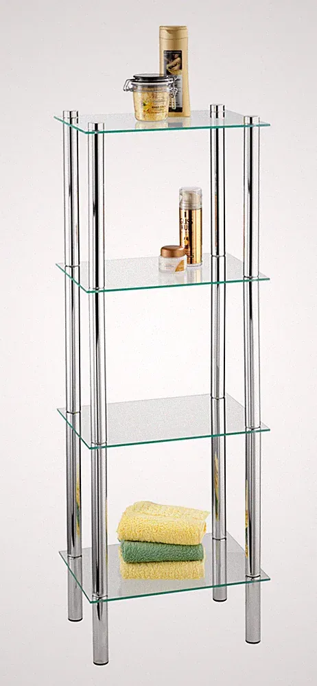 WENKO Glas Regal YAGO Küchen Bad Kosmetik Handtücher Stand Ablagen 40x104x30 cm